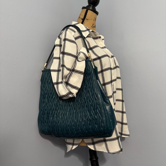 COACH Madison Phoebe Shoulder Bag in Gathered Twist Leather Teal - Picture 16 of 17